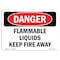 Signmission OSHA Danger Sign, 7" Height, 10" Width, Aluminum, Flammable Liquids Keep Fire Away, Landscape OS-DS-A-710-L-2349 - alternate 1